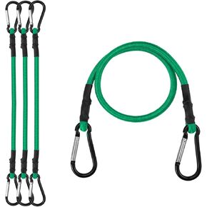 سلك بنجي بطول 60.96 سم مع خطاف من سبائك الألومنيوم، 4 قطع من الأشرطة المطاطية فائقة التحمل، حبل مرن قوي للخيمة الخارجية، رف الأمتعة، التخييم، البضائع، الدراجة، التخزين. (24 بوصة -أسود-قابل للتعديل) in Kuwait