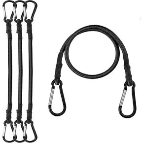 24 Inch Bungee Cord with Aluminum Alloy Hook, 4 Pack Superior Rubber Heavy Duty Straps Strong Elastic Rope for Outdoor Tent, Luggage Rack, Camping, Cargo, Bike,Storage. (24 Inch -Black-Adjustable)