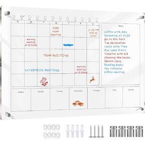 Large Acrylic Calendar for Wall,24"X16",Acrylic Dry Erase Calendar for Wall,Pink Dry Erase Board for Home/Office
