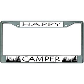 Happy Camper Chrome License Plate Frame