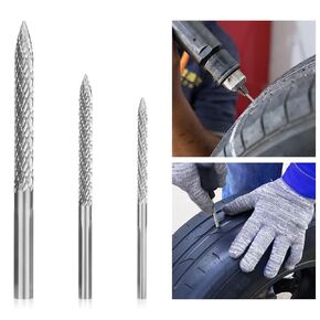 Linkstyle 3PCS Tire Repair Carbide Burr Drill Kit, 3 mm 4.5 mm 6 mm Carbide Burr Drill Bit Wire Cutter Tire Repair, Tire Reamer Drill Bit, Tire Patch Plug Kit
