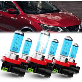 compatible with Nissan Rogue 2015-2020 2021 2022 Lights Headlights Bulbs, H11/H8/H9 High Beam + H11/H8/H9 Low Beams Halogen Headlight + H11 Fog Light, Pack of 6