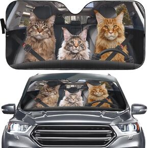 Maine Coon Cat Windshield Sun Shade Auto Sunshade for Car Truck SUV - Blocks Rays Sun Visor,Cat Driving Sunshade Cover,Funny MaineCoon Car Front Window Ornament