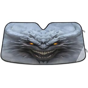 Qilmy Digital Painting Scary Dragon Car Windshield Sun Shade Front Window Folding Auto Sunshade Anti-UV Rays Sun Visor Shade for Car Truck SUV