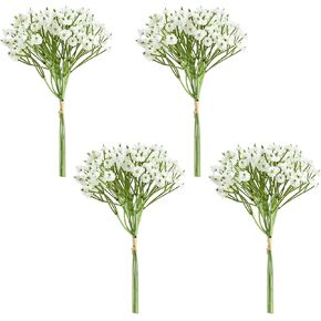 16pcs Babys Breath Artificial Flowers, Faux Baby Breath Flowers Artificial Bulk White Real Touch Fake Flowers for Wedding DIY Bouquets Centerpieces Party Home Garden Tables Decoration