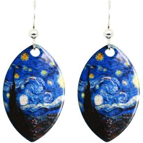 Starry Night Van Gogh Earrings by d'ears Non-Tarnish Sterling Silver French Hook Ear Wire