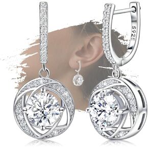 Sterling Silver Dangle Hoop Earrings Charms Hypoallergenic Fashion Jewelry Dainty Birthday Gift