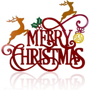 Metal Merry Christmas Wall Decor Christmas Sign Letter Decorative Hanging Plaque Suitable For Indoor Outdoor Room Yard Holiday Decoration in Saudi Arabia