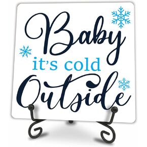 Winter Wood Plaque With Metal Stand - Snow Days - 5x5" Holiday Wooden Sign, Gift For Women, Friends, Family, Colleague, Home & Office Desk Supplies & Decorations - C06 in Kuwait
