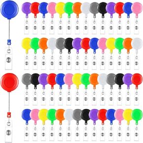 200 Pcs Retractable Badge Reels Bulk Retractable Badge Holders with Clips ID Badge Holder Key Ring Clip for Office Worker Students Teachers Doctor Nurse Name ID Card Holder Key Card (Black)