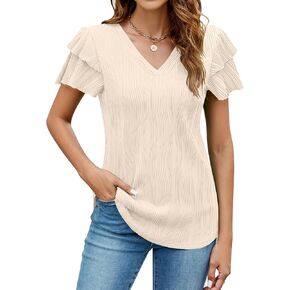 Blooming Jelly Women Dressy Casual Tops Summer Short Sleeve Shirts Trendy Fashion Blouse Business Outfits 2024