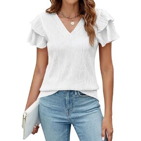 Blooming Jelly Women Dressy Casual Tops Summer Short Sleeve Shirts Trendy Fashion Blouse Business Outfits 2024