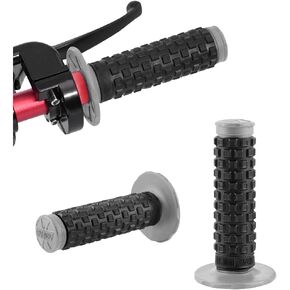 2PCS Motorcycle Hand Grip, 7/8'' 22mm 24mm Left Right Rubber Motorbike Pillow Thruster Grips, Anti-Slip Racing Handlebar Grips, Universal for Motocross Scooter Dirt Bike (Red/Black)