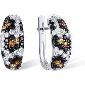 Santuzza 925 Sterling Silver Snakeskin Pattern Gemstone Cubic Zirconia Dangle Earrings for Women
