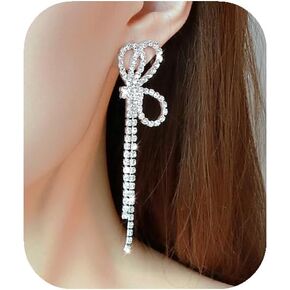 Bow Earrings Rhinestone Bow Earrings Pearl Bow Earrings Statement Earrings for Women