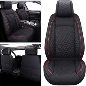 YIERTAI Universal Seat Covers Compatible with Honda Civic HRV Accord Toyota Rav4 Camry Corolla Nissan Pathfinder Murano Frontier Ford Explorer Mazda CX5 Waterproof Leather(Full Set/Black)
