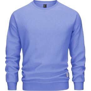 TACVASEN Men's Crewneck Sweatshirts Waffle Knit Shirts Long Sleeve Pullovers Casual T-Shirts Lightweight Comfortable