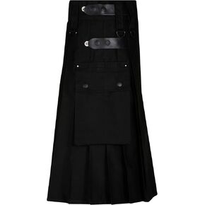 Utility Kilts for Men Cargo Pocket Cotton Utility Kilt with Leather Strap Men's Cotton Kilts