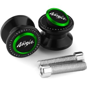 8MM Swingarm Spools Sliders Motorcycle Rear Stand Frame Sliders Aluminum Compatible with K.awasaki Ninja 400 500 650 1000SX ZX4R ZX4RR ZX6R ZX10R ZX-4R ZX-4RR ZX-6R ZX-10R Accessories (Green)