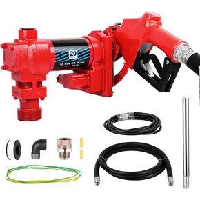 Fuel Transfer Pump, 12V / 20 Gpm, Explosion-Proof Fuel Pump with Elbow Connector, Diesel Transfer Pump, for Gasoline, Diesel, Kerosene, Ethanol & Methanol Blends, And Biodiesel