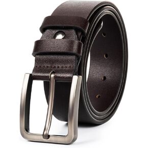 Mens-Belt-Leather Classic-Casual-Belts-Men for Jeans Fashion - Mens Genune Pin-Buckle Leather-Belts