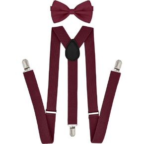 trilece Bow Tie and Suspenders for Men, Adjustable Mens Womens Suspenders, Suspenders with Matching Bowtie