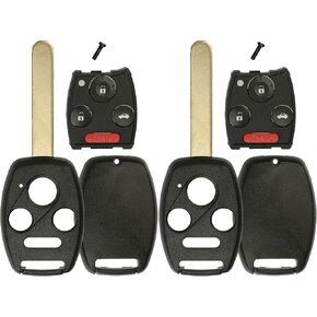 KeylessOption Keyless Remote Uncut Car Key Fob Shell and Button Pad Fix Outer Shell Repair (Pack of 2)