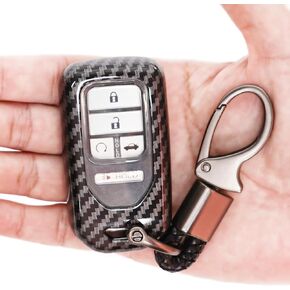For Honda Key Fob Cover, Premium Hard ABS Carbon Fiber Pattern Car Key Case Protector for 2014-2020 2022 2023 Honda Civic Fit Accord CR-V HR-V Odyssey with Keychain