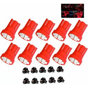 10Pack T10 194 168 LED Light Bulb PC194 PC195 PC160 PC161 PC168 Instrument Panel Gauge Cluster Dashboard 8SMD Automotive Light Bulb Bright Red