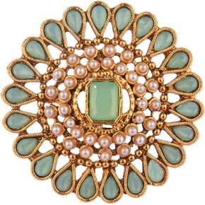 Efulgenz Indian Jewelry Rings for Women Antique Round Faux Pearl Crystal Bollywood Adjustable Big Finger Ring Fashion Party Statement Jewelry for Women
