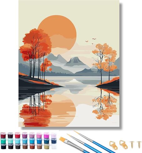 Paint by Numbers Kit for Adults,Landscape Paint by Numbers Kit Mountain River DIY Paint by Numbers Kit with Brushes and Acrylic Paints, 16x20 Inch Canvas for Home Wall Decor and Gift in Saudi Arabia