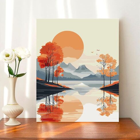 Paint by Numbers Kit for Adults,Landscape Paint by Numbers Kit Mountain River DIY Paint by Numbers Kit with Brushes and Acrylic Paints, 16x20 Inch Canvas for Home Wall Decor and Gift in Saudi Arabia