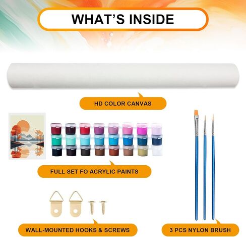 Paint by Numbers Kit for Adults,Landscape Paint by Numbers Kit Mountain River DIY Paint by Numbers Kit with Brushes and Acrylic Paints, 16x20 Inch Canvas for Home Wall Decor and Gift in Saudi Arabia