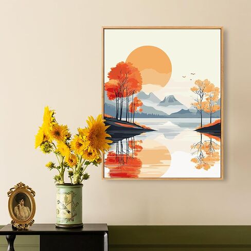 Paint by Numbers Kit for Adults,Landscape Paint by Numbers Kit Mountain River DIY Paint by Numbers Kit with Brushes and Acrylic Paints, 16x20 Inch Canvas for Home Wall Decor and Gift in Saudi Arabia
