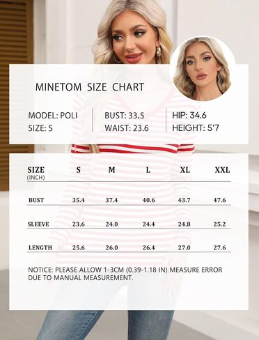 Minetom Women's Striped Long Sleeve Shirt V Neck Tops Casual Blouses in Saudi Arabia