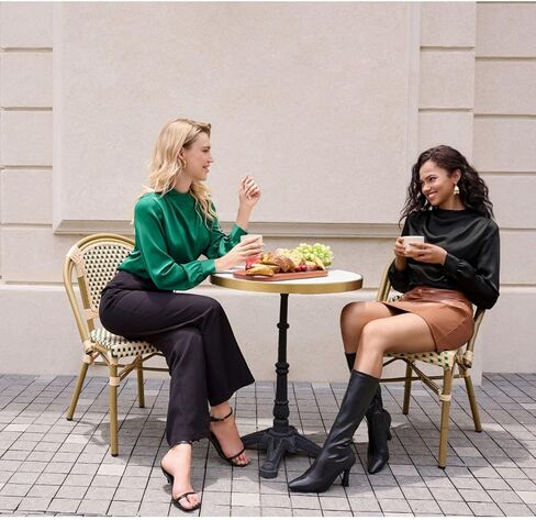 بلوزة حريمي حريرية من Kate Kasin برقبة وهمية وأكمام طويلة مكشكشة من الأمام in Kuwait