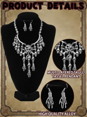 5 PCS Pirate Costume Women Pirate Skirt Head Scarf Hat Eye Patch Skull Jewelry Pirate Accessories for Women Cosplay in Kuwait