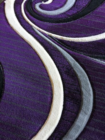 Modern Runner 400,000 Point Area Rug Swirl Purple Black &Grey Design 344 (32 inches X7 feet 3 inches) in Saudi Arabia