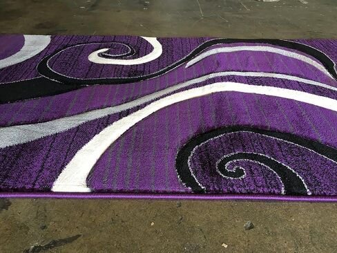 Modern Runner 400,000 Point Area Rug Swirl Purple Black &Grey Design 344 (32 inches X7 feet 3 inches) in Saudi Arabia