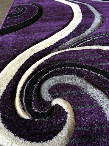 Modern Runner 400,000 Point Area Rug Swirl Purple Black &Grey Design 344 (32 inches X7 feet 3 inches) in Saudi Arabia