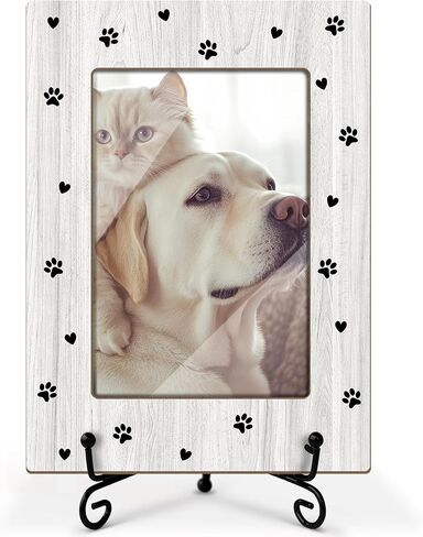 Cat Picture Frame, Kitten Paws, Picture Gifts For Women Wife Friend, Wooden Picture Frame For Holiday Birthday Thanksgiving, 4X6 Photo Frame With Stand -25 in Saudi Arabia