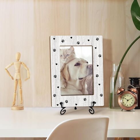 Cat Picture Frame, Kitten Paws, Picture Gifts For Women Wife Friend, Wooden Picture Frame For Holiday Birthday Thanksgiving, 4X6 Photo Frame With Stand -25 in Saudi Arabia