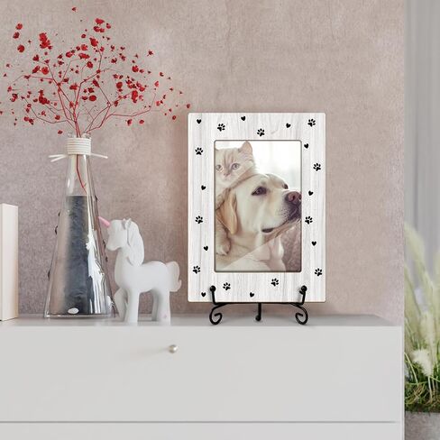 Cat Picture Frame, Kitten Paws, Picture Gifts For Women Wife Friend, Wooden Picture Frame For Holiday Birthday Thanksgiving, 4X6 Photo Frame With Stand -25 in Saudi Arabia