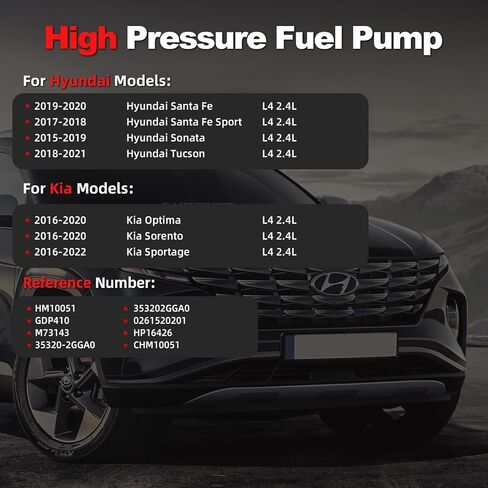 مضخة وقود عالية الضغط متوافقة مع 2015-2019 Hyundai Sonata، 2017-2021 Santa Fe، Santa Fe Sport، Tucson، 2016-2022 Kia Optima Sorento Sportage L4 2.4L استبدال 353202GGA0 (إصدار ممتاز) in Kuwait