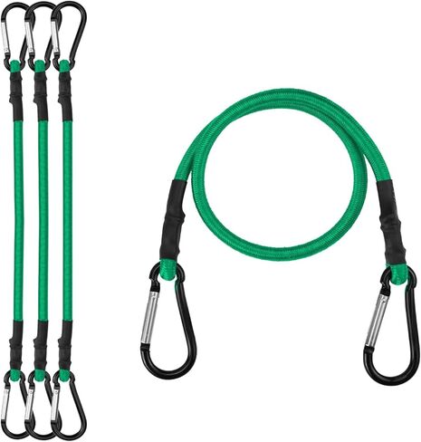 سلك بنجي بطول 60.96 سم مع خطاف من سبائك الألومنيوم، 4 قطع من الأشرطة المطاطية فائقة التحمل، حبل مرن قوي للخيمة الخارجية، رف الأمتعة، التخييم، البضائع، الدراجة، التخزين. (24 بوصة -أسود-قابل للتعديل) in Kuwait