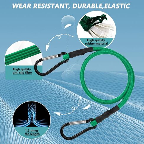 سلك بنجي بطول 60.96 سم مع خطاف من سبائك الألومنيوم، 4 قطع من الأشرطة المطاطية فائقة التحمل، حبل مرن قوي للخيمة الخارجية، رف الأمتعة، التخييم، البضائع، الدراجة، التخزين. (24 بوصة -أسود-قابل للتعديل) in Kuwait