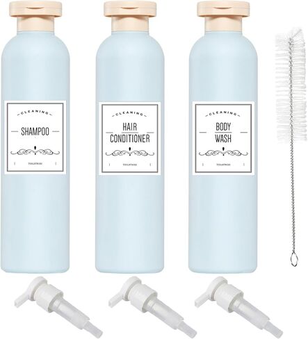 زجاجات الضغط من كيولي مع موزع مضخة وغطاء قلاب، حاويات سفر قابلة لإعادة الملء لمستلزمات الزينة، زجاجات شامبو وبلسم بلاستيكية للسفر (أخضر 260) in Kuwait