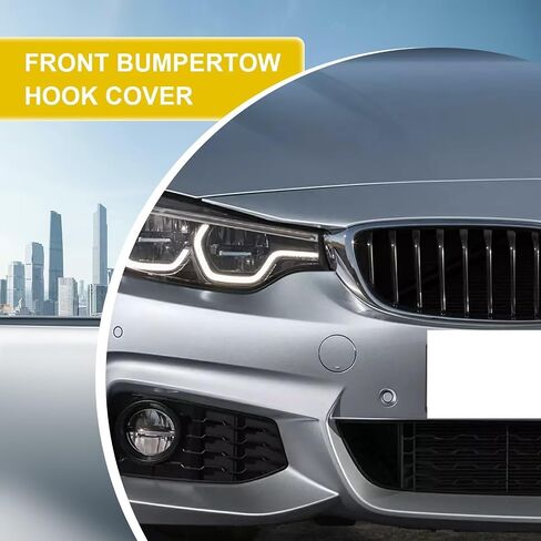 Car Front Bumper Tow Hook Cover Compatible with BMW 4 Series M-Sport F32 Coupe F33 F36 Gran Fit 418i 420i 425i 2014-2019 Trailer Cover Cap 51118061005 Towing Eye Cap Pearl White in Kuwait