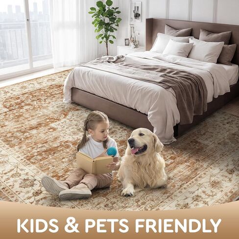 tchdio 8x10 Machine Washable Area Rug for Living Room Rugs for Bedroom 8x10 Area Rugs Washable Rug Carpet Vintage Rug Floral, Washable Kitchen Rugs Non Slip Foldable Area Rug Vintage Rugs, Grey in Saudi Arabia