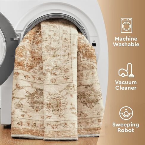 tchdio 8x10 Machine Washable Area Rug for Living Room Rugs for Bedroom 8x10 Area Rugs Washable Rug Carpet Vintage Rug Floral, Washable Kitchen Rugs Non Slip Foldable Area Rug Vintage Rugs, Grey in Saudi Arabia